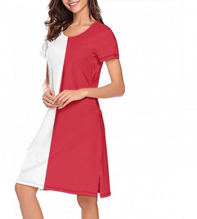 Tops Women's Nightdress Maunabo Flag Short Sleeve Sleeping Dress Loungewear Sleepwear - White-475 - C0197UZ98G5 $31.98