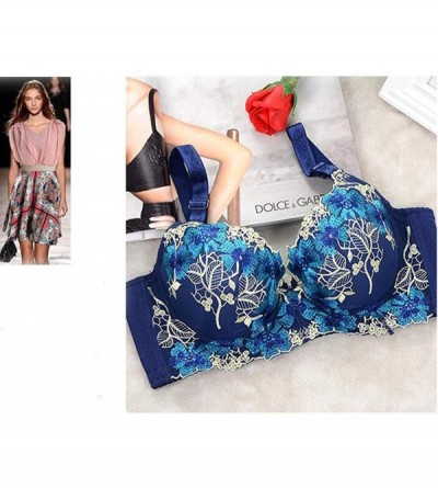 Bras Female Sexy Embroidered Girl Adjustable Bras Sexy Lingerie Body Beauty Underwear - Blue - CC18YHH27L6 $14.54