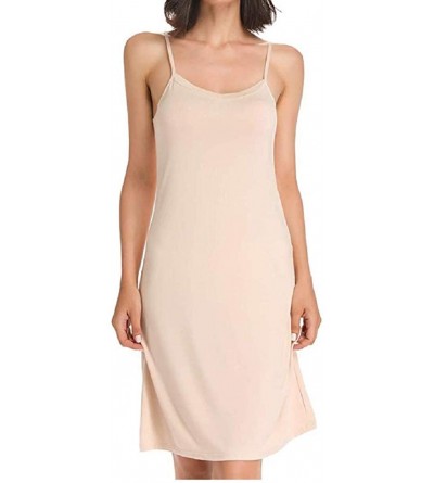 Nightgowns & Sleepshirts Super Comfy Nightgowns Shelf Bra A/B/C Cups Womens Cotton Night Shirts Sleeveless Sleep Dress - Whit...