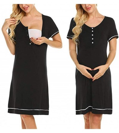 Nightgowns & Sleepshirts Women 3 in 1 Delivery/Labor/Maternity/Nursing Nightgown Long Sleeve Pleated Breastfeeding Sleep Dres...