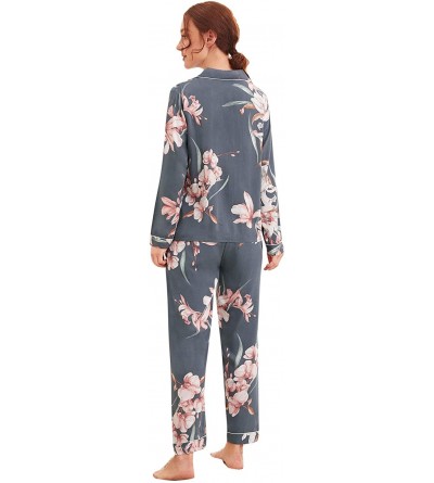 Sets Women's Pajamas Set Floral Button Down Sleepwear Nightwear Loungewear - Multicolor - C9194KGX4DH $51.75