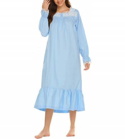 Nightgowns & Sleepshirts Sleepwear Victorian Nightgown Cotton Sleepshirt Long Sleeve Pajama Dress Vintage Loungewear for Wome...