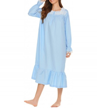 Nightgowns & Sleepshirts Sleepwear Victorian Nightgown Cotton Sleepshirt Long Sleeve Pajama Dress Vintage Loungewear for Wome...