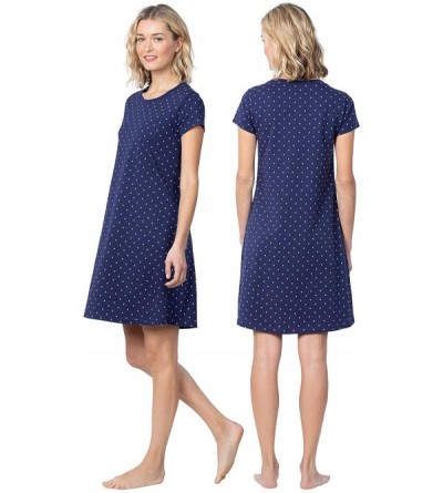 Nightgowns & Sleepshirts Short Sleeve Pullover Nightgown - Women - Navy - CD18GCK8IM9 $38.44