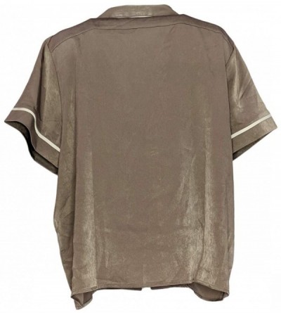 Tops Women's Size Pajama Top XL Piped Satin Light Brown A353764 - CE19CU4SIQD $15.35