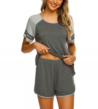 Sets Women's Pajama Set Short Sleeve Sleepwear Pjs Sets Nightwear - Grey - C218R8GYR43 $22.00