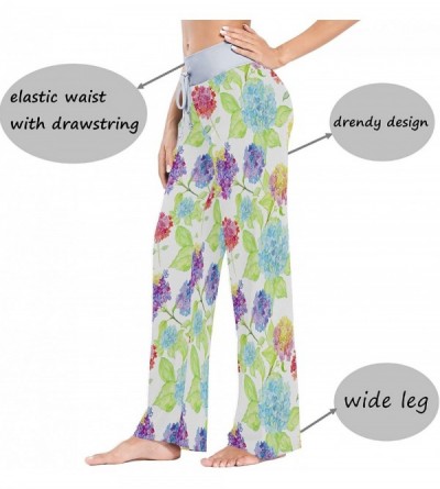 Bottoms Beautiful Hydrangea Flowers Women's Pajama Pants Lounge Sleep Wear - Multi - CR19D3UCKYL $17.73