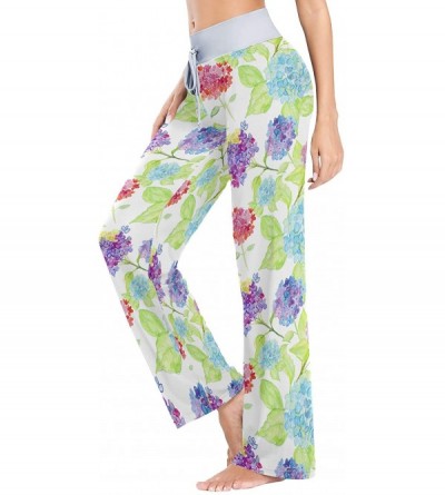 Bottoms Beautiful Hydrangea Flowers Women's Pajama Pants Lounge Sleep Wear - Multi - CR19D3UCKYL $17.73