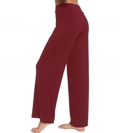 Bottoms Womens Bamboo Lounge Pants Casual Wide Leg Pajama Pant Stretch Sleep Bottoms Plus Size Sleepwear S-4X - Wine - CD18OW...