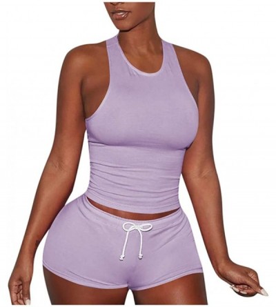 Thermal Underwear Two Piece Outfits for Women - Sexy Pajamas Crop Tops Workout Shorts Sweatsuits Sets-Sexy Outfits Crop Top +...