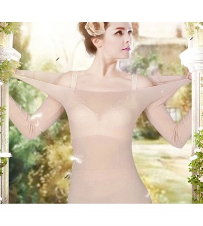 Thermal Underwear Seamless Scoop Neck Super Thin Thermal Base Layer Set Top and Bottom - Nude - C412MR73903 $17.36