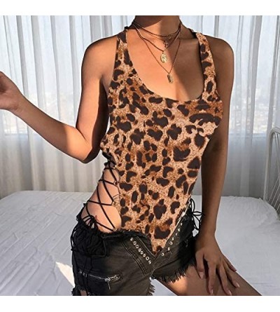Tops Sexy Women Leopard Print Bodysuit for Women Sexy Teddy Slutty Eyelash Lingerie Naughty Bodysuit Nightwear - Black - C618...