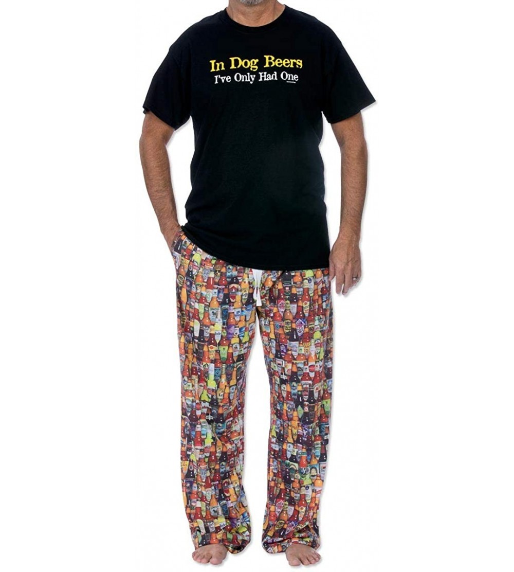 Sets Mens Pajama Set Short Sleeve Top PJ Pants with Side Pockets Womens Unisex - Only Had One Beer - CM18M33CK64 $41.71