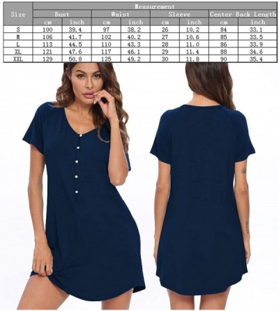 Nightgowns & Sleepshirts Women's Short Sleeve Nightshirt Button Sleepwear Raglan Sleepshirt Boyfriend Style Pajama Nightgown ...