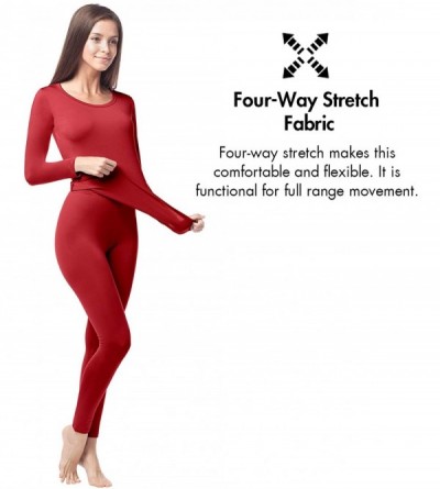 Thermal Underwear Women's Thermal Underwear Long John Set Fleece Lined Base Layer Top & Bottom L17 - Red - CR18EGDO2NL $27.06