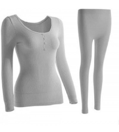 Thermal Underwear Winter Ladies Thermal Underwear Set Stretch Underwear Women Keep Warm - Gray - CB192O82QSQ $34.74
