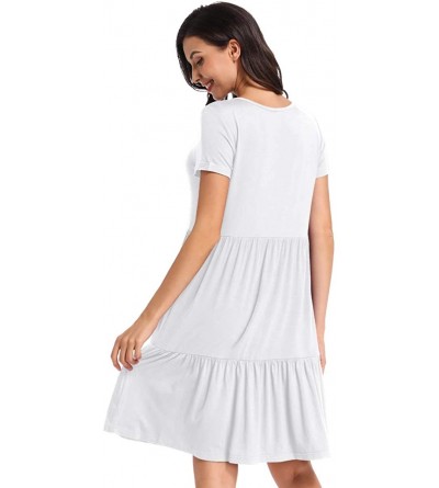 Nightgowns & Sleepshirts Womens Summer Dresses Floral Plain Swing Soft Loose Casual Short Dresses Round Neck Short Sleeves Sh...