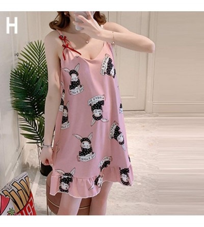 Nightgowns & Sleepshirts Women Home Summer Sexy Lady Dress Nightdress Sleeveless Lovely Print Korean Fashion Style Pajamas Se...