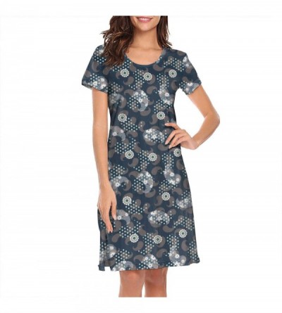 Nightgowns & Sleepshirts Cotton Nightgowns for Women Paisley and Flowers Pattern Cartoon Tee Nightshirt Short Sleeve - Paisle...