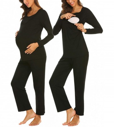 Sets Cotton Nursing/Labor/Delivery Maternity Pajamas Set for Hospital Home Basic Nursing Shirts Pregnancy Pants Y black - C71...