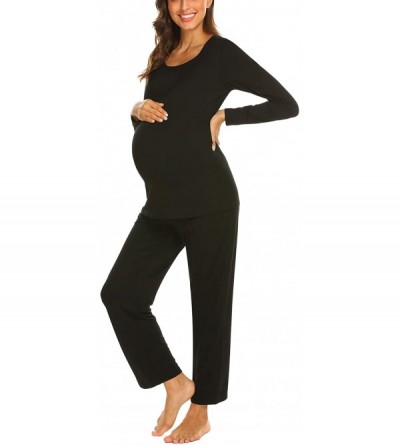 Sets Cotton Nursing/Labor/Delivery Maternity Pajamas Set for Hospital Home Basic Nursing Shirts Pregnancy Pants Y black - C71...