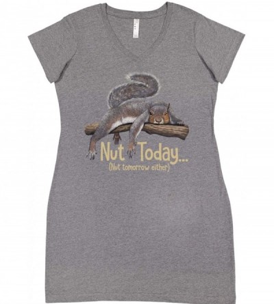 Nightgowns & Sleepshirts Cute Gray Nightshirt Says Nut Today (L/XL) - C818LC7D7AC $25.08