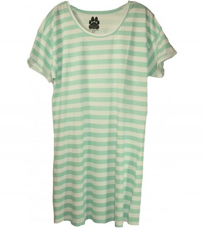 Nightgowns & Sleepshirts Women's Pet Pyjama Nightshirt Pack Of 2 - Mint/Stripe - CU123VB7Z2R $20.24