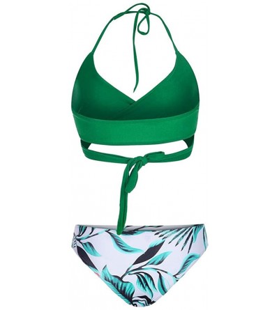 Thermal Underwear Women High Waist Bikini Push Up Bikinis Print Swimsuit Female Beachwear Swimwear - D-light Green - C31962GD...