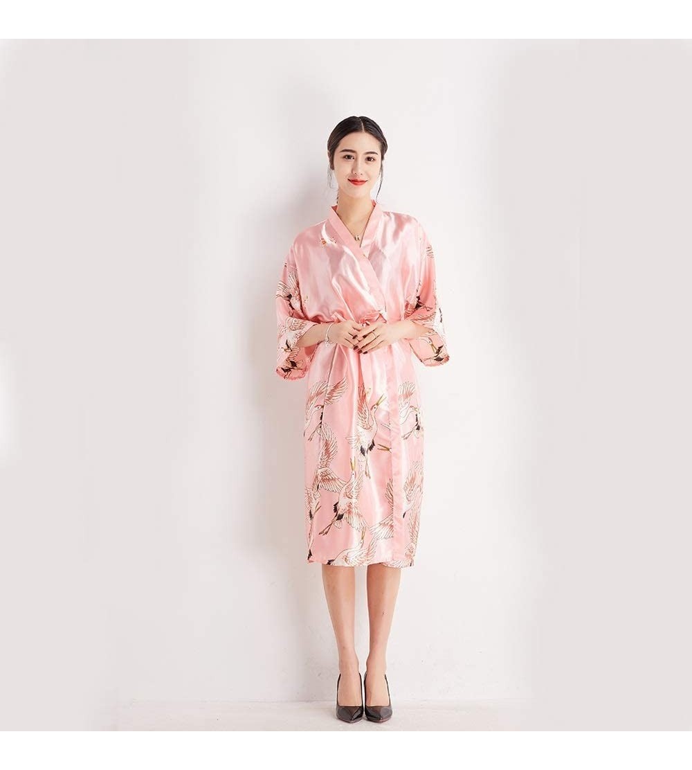 Robes Models Cranes Single Piece in The Sleeves Robe Large Size Loose Bathrobes Home Service Simulation Silk Bridesmaid Dress...