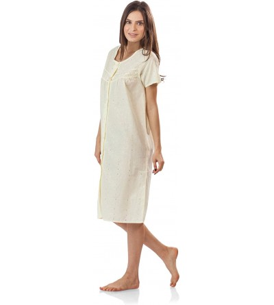 Robes Women's Short Sleeve Eyelet Embroidered House Dress - Yellow - C612CMVNBOX $20.41