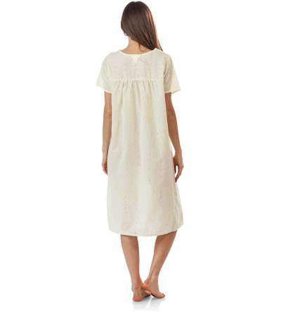 Robes Women's Short Sleeve Eyelet Embroidered House Dress - Yellow - C612CMVNBOX $20.41