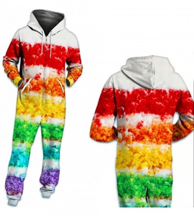 Sets Unisex 3D Print Jumpsuits Galaxy Animal Hooded One Piece Pajama - Flower Colorful - CS18YSTOK2Z $42.56