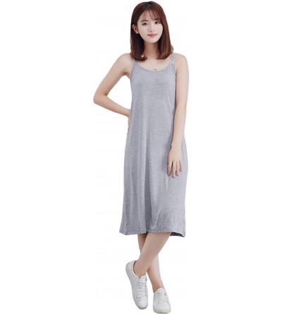 Nightgowns & Sleepshirts Women's Sleeveless Vest Sling Dress Bamboo Fiber Nightgown Casual Loose Pajamas - Gray - CH18WLCEON9...