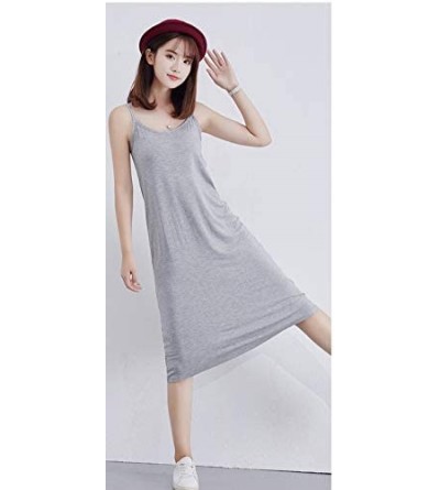 Nightgowns & Sleepshirts Women's Sleeveless Vest Sling Dress Bamboo Fiber Nightgown Casual Loose Pajamas - Gray - CH18WLCEON9...