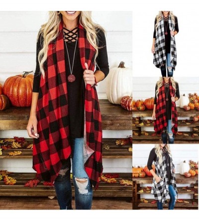 Thermal Underwear Women's Plaid Print Cardigan Jacket Pullover Open Front Coat Casual Outerwear - A-white - CO19233TLTG $23.83