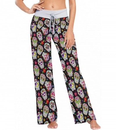 Bottoms Women's Pajama Pants Drawstring Long Wide Leg Lounge Sleep Trousers Sleep Pants - Color25 - C6199EQ4ER5 $54.12