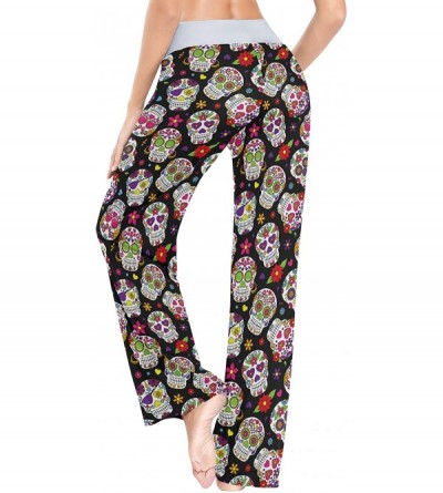 Bottoms Women's Pajama Pants Drawstring Long Wide Leg Lounge Sleep Trousers Sleep Pants - Color25 - C6199EQ4ER5 $54.12
