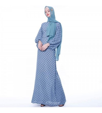 Robes Women's Long Sleeve Maxi Dress Muslim Abaya Robe Plain Simple Modern Islamic Arabic Style Casual Dress - 244-blue - CR1...