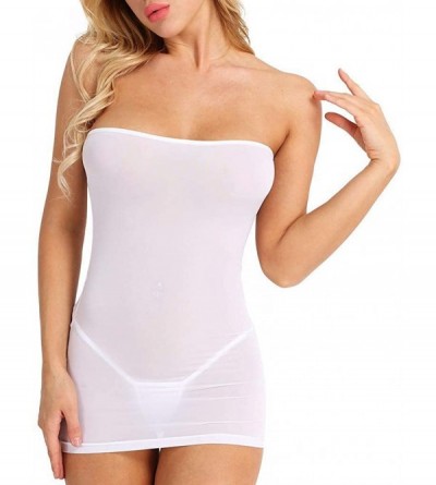 Tops Pajamas Women Bodycon Cocktail Party See-Through Mini Dress Nightwear Erotic Underwear - White - CD18U392A5R $12.11