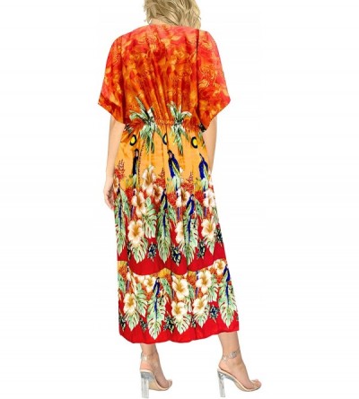 Nightgowns & Sleepshirts Women's One Size Kaftan Kimono Dresses Loungewear Cover Ups Drawstring - Pumpkin Orange_d656 - CE17A...