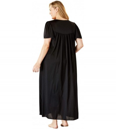 Nightgowns & Sleepshirts Women's Plus Size Long Silky Lace-Trim Gown Pajamas - Ultra Blue (0279) - CM1908O32A3 $29.76