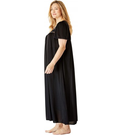 Nightgowns & Sleepshirts Women's Plus Size Long Silky Lace-Trim Gown Pajamas - Ultra Blue (0279) - CM1908O32A3 $29.76