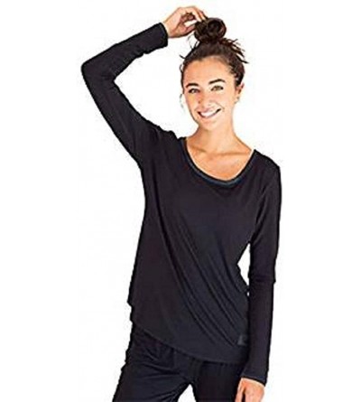 Tops Bamboo Long Sleeve Shirt - Black - CW12MZSZT74 $48.43