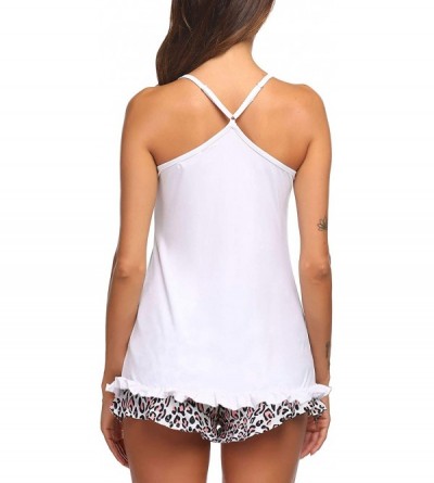Nightgowns & Sleepshirts Women's Shorts Pajama Set Tank Tops with Shorts Sleepwear Sets Pjs - 03 White - C2197WYW0H9 $23.30