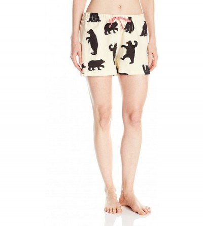 Bottoms Women's Land Animals Pajama Boxer Shorts - Black Bears on Natural - CQ12O86KGFD $16.41