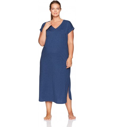 Nightgowns & Sleepshirts Women's Pajama Pullover Lounge Maxi Dress Nightgown - Indigo - CD182HUS3OG $30.40