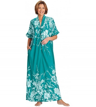 Nightgowns & Sleepshirts Women's Long Length Caftan - Hawaiian Muu Muu Night Gown with Pocket - Tropical Teal - C118Y6KIYEW $...