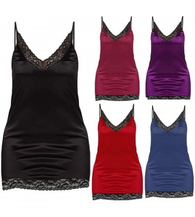 Nightgowns & Sleepshirts Babydoll Nightwear Sleepskirt for Womens Night Dress Plus Size Sexy Lace Lingerie Sling Satin V Neck...