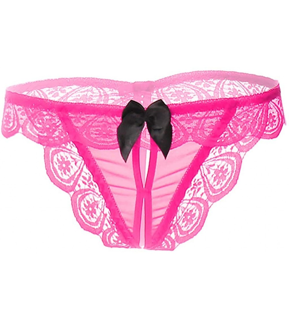 Thermal Underwear Women Sexy Lace Low Waist Traceless Underwear Panties Lingerie Briefs- 1pc - Hot Pink - CM195C2QOH8 $18.48