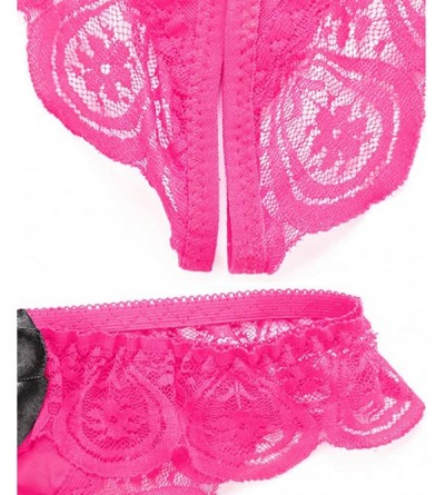 Thermal Underwear Women Sexy Lace Low Waist Traceless Underwear Panties Lingerie Briefs- 1pc - Hot Pink - CM195C2QOH8 $10.56